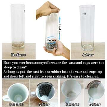 BabriInta Cast Iron Scrubber - 6 Inch Stainless Steel Chain mail Scrubber for Cast Iron Pans, Cast Iron Cleaner Chainmail Scrubber for Skillet, Wok, Pot, Dutch Ovens