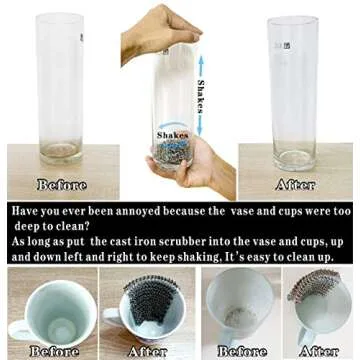 BabriInta Cast Iron Scrubber - 6 Inch Stainless Steel Chain mail Scrubber for Cast Iron Pans, Cast Iron Cleaner Chainmail Scrubber for Skillet, Wok, Pot, Dutch Ovens