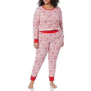 Amazon Essentials Women's Snug-Fit Cotton Pajama Set - Discontinued Colors, White Forest, 3X