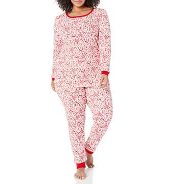 Amazon Essentials Women's Snug-Fit Cotton Pajama Set - Discontinued Colors, White Forest, 3X