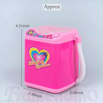 Framendino, Pink Makeup Brush Sponge Eyelash Automatic Cleaning Washing Machine Beauty Blender with Dry Bucket for