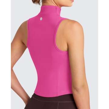 QUEENIEKE Women's Sleeveless Crop Shirt - Zip Up Workout Running Vest Tank Tops Athletic Gym Yoga Ca...