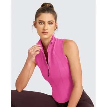 QUEENIEKE Sleeveless Zip-Up Crop Shirt for Women
