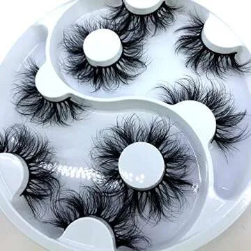 HBZGTLAD 5 Pairs False Eyelashes - Cat-Eye Fluffy Faux Mink Lashes 8D Wispy Dramatic Volume