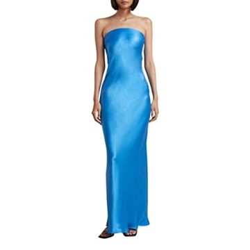 FUFUCAILLM Women's Off Shoulder Satin Maxi Dress