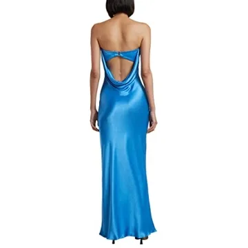 FUFUCAILLM Women's Off Shoulder Satin Maxi Dress