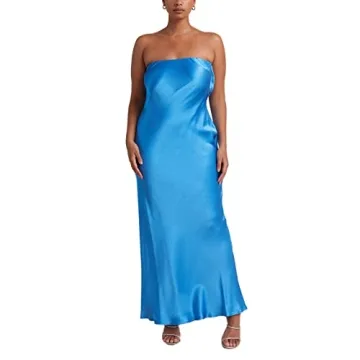 FUFUCAILLM Women's Off Shoulder Satin Maxi Dress