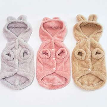 Pet Dog Autumn Winter New Dog Clothes Bear Ears Pet Clothes Color Hooded Thickened Teddy Dog Fleece £¨ Apricot,