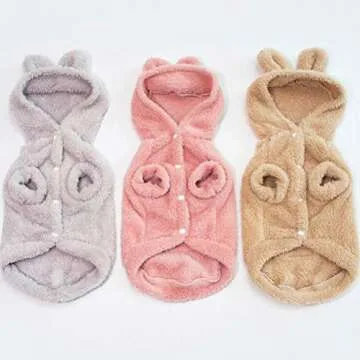 Pet Dog Autumn Winter New Dog Clothes Bear Ears Pet Clothes Color Hooded Thickened Teddy Dog Fleece £¨ Apricot,