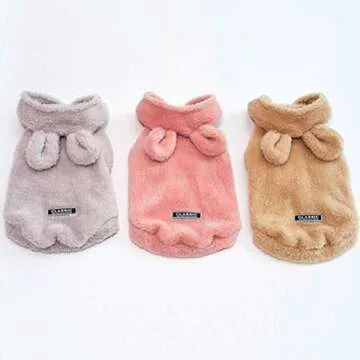 Pet Dog Autumn Winter New Dog Clothes Bear Ears Pet Clothes Color Hooded Thickened Teddy Dog Fleece £¨ Apricot,