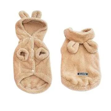 Pet Dog Autumn Winter New Dog Clothes Bear Ears Pet Clothes Color Hooded Thickened Teddy Dog Fleece £¨ Apricot,