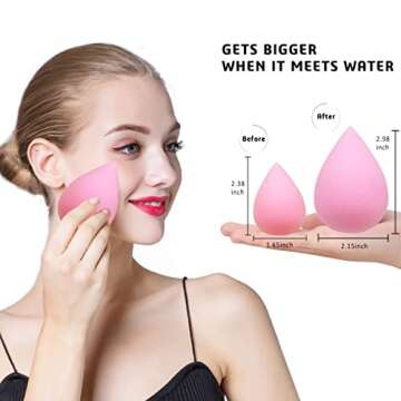 6 Pcs Makeup Blender Sponges Set - Soft Beauty Sponge Blending Blender for Foundation, Cream and Powder (Light-Pink)
