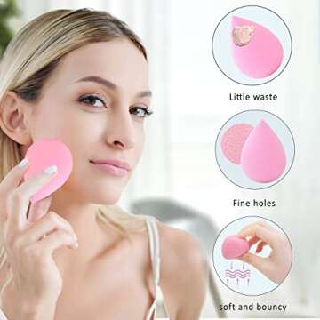 6 Pcs Makeup Blender Sponges Set - Soft Beauty Sponge Blending Blender for Foundation, Cream and Powder (Light-Pink)