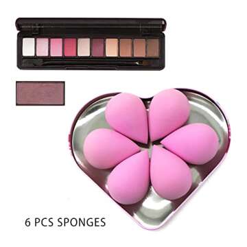 6 Pcs Makeup Blender Sponges Set - Soft Beauty Sponge Blending Blender for Foundation, Cream and Powder (Light-Pink)
