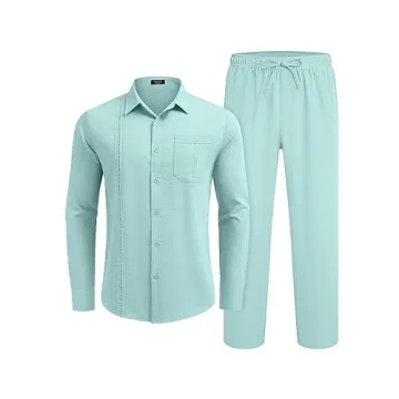 COOFANDY Mens Linen Outfit for Stylish Summer Comfort