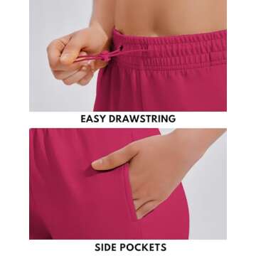 PINSPARK Athletic Shorts Women Casual Sweat Short Comfy Soft Loungewear Running Apparel Elastic High Waisted with Pockets Hot Pink X-Large