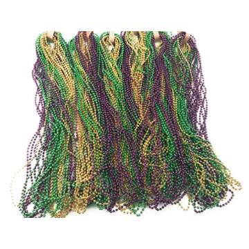 Oojami 144 PCS Mardi Gras Beads Green Purple Gold Metallic Beads Necklaces Accessories BulkCarnival ...