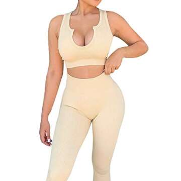 BUSCANDO Women's 2-Piece Seamless Workout Set