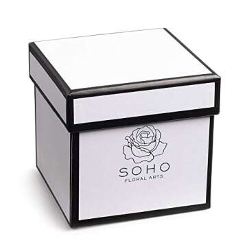 Soho Floral Arts | Roses in A Box | Genuine Roses that Last for Years (White Square 4ct, Red) | Mothers Day Gifts