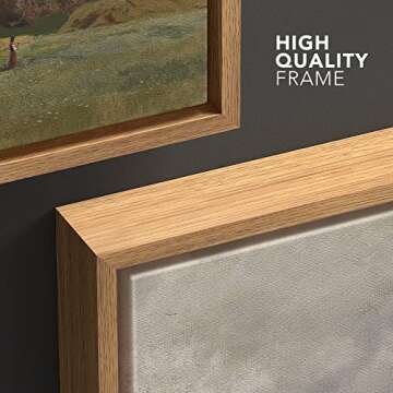 wall26 Framed Canvas Print Wall Art Retro Countryside Village Forest Field Nature Wilderness Illustrations Fine Art Decorative Landscape Relax/Calm for Living Room, Bedroom, Office - 16"x24" Natural