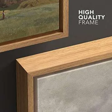 wall26 Framed Canvas Print Wall Art Retro Countryside Village Forest Field Nature Wilderness Illustrations Fine Art Decorative Landscape Relax/Calm for Living Room, Bedroom, Office - 16"x24" Natural