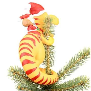 Tree Buddees Santa Riding a T-Rex Funny Christmas Tree Topper - Large 10"