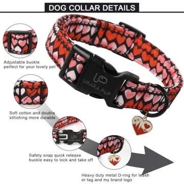 UP URARA PUP Stylish Pink Heart Dog Collar for Pets