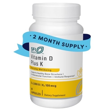 Klaire Labs SFI Health Vitamin D Plus K - Bioavailable Vitamin K2 D3 Supplement for Bone & Immune Su...