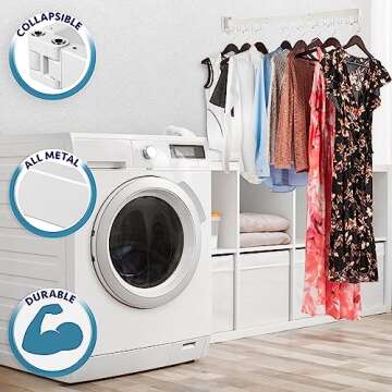 Luxe Laundry Wall Mounted Drying Rack - Tri-Fold, Collapsible Space Saving Hanger for Clothes