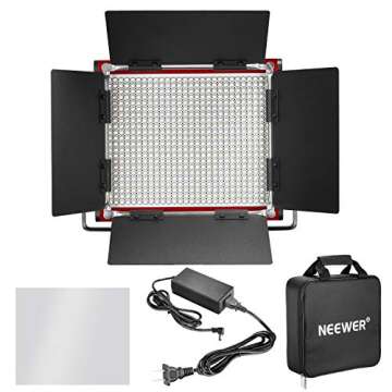 NEEWER 2 Pack Bi Color 660 LED Video Light and Stand Kit: (2) 3200-5600K CRI 96+ Dimmable Light with U Bracket and Barndoor, (2) 75 inches Light Stand for Studio Photography, Video Recording (Red)