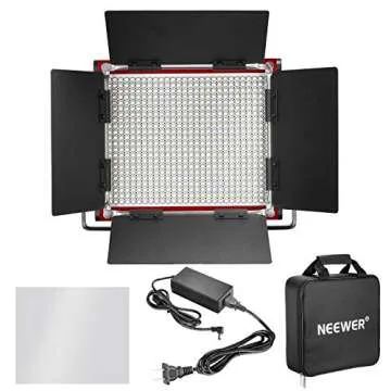 NEEWER 2 Pack Bi Color 660 LED Video Light and Stand Kit: (2) 3200-5600K CRI 96+ Dimmable Light with U Bracket and Barndoor, (2) 75 inches Light Stand for Studio Photography, Video Recording (Red)