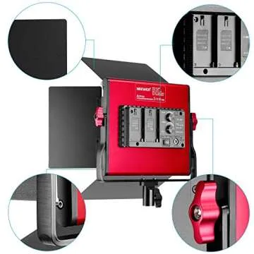 NEEWER 2 Pack Bi Color 660 LED Video Light and Stand Kit: (2) 3200-5600K CRI 96+ Dimmable Light with U Bracket and Barndoor, (2) 75 inches Light Stand for Studio Photography, Video Recording (Red)