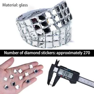 Biutityer 270 Pieces 10mm Glass Self-Adhesive Rhinestone Tiles, Multi-Faceted Diamond Stickers for Decorating DIY Products, Decorating Walls, Party Decorations.