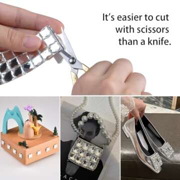 Biutityer 270 Pieces 10mm Glass Self-Adhesive Rhinestone Tiles, Multi-Faceted Diamond Stickers for Decorating DIY Products, Decorating Walls, Party Decorations.