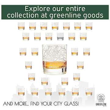 Greenline Goods Whiskey Glasses - 10 Oz Tumbler for New York Lovers (Single Glass) - Etched with New York Map - Old Fashioned Rocks Glass