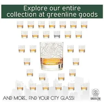 Greenline Goods Whiskey Glasses - 10 Oz Tumbler for New York Lovers (Single Glass) - Etched with New York Map - Old Fashioned Rocks Glass