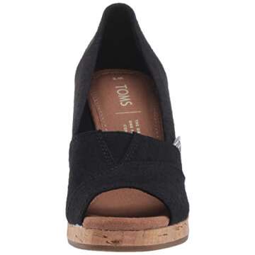 Stylish TOMS Women's Classic Espadrille Wedge Sandal in Black Scattered Woven