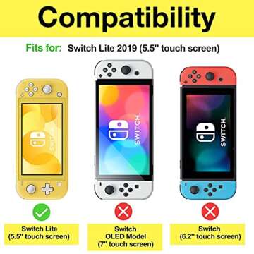ProCase Flip Cover for Nintendo Switch Lite - Yellow with Glass Protectors