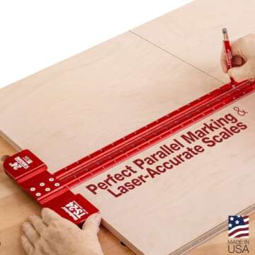 Woodpeckers T Square, 24 Inch, Precision Woodworking T-Square Ruler, Built-in Edge Support, Scribing...