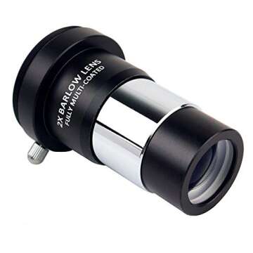 Barlow Lens 2X, Bysameyee 1.25 Inch Fully Multi-Coated Metal Barlow Lens with M42 Thread Camera Conn...