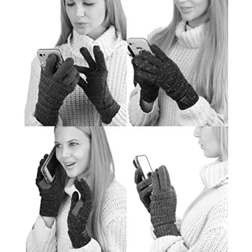 C.C Unisex Cable Knit Touchscreen Gloves for Winter