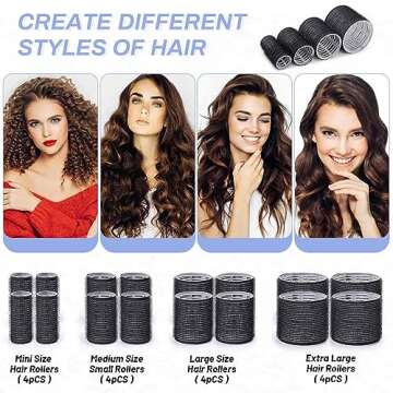 Selizo Hair Roller 28 Pcs Set, Includes 16Pcs Self-Grip Hair Rollers in 4 Sizes and 12Pcs Hair Clips...