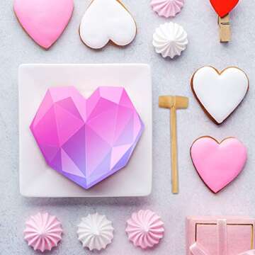 Patelai Heart Silicone Molds Set 3D Breakable Chocolate Silicone Heart Cake, Letter and Number Chocolate Molds for Valentine‘s Day Baking Home and Kitchen Candy DIY Making Tools(Purple)