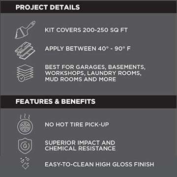 Rust-Oleum 318712 Rocksolid Polycuramine Garage Floor Coating, 1 Car Kit, Black