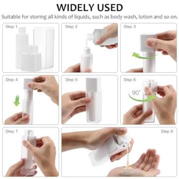 Minkissy 3pcs Airless Lotion Pump Bottles for Travel 30ml