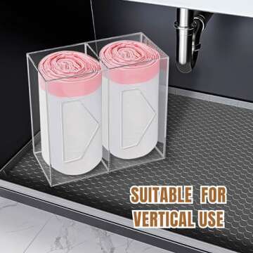 Trash Bag Dispenser Roll Holder Under Sink & Wall Mount - 2 in 1 Clear Acrylic Garbage Bag Holder Organizer for Cabinet Kitchen – Storage Box Holder for Garbage, Grocery & Plastic Bags