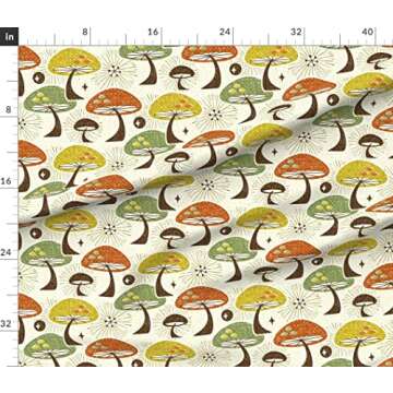 Spoonflower Fabric - Autumn Mushrooms Printed on Petal Signature Cotton Fabric by The Yard - Sewing Quilting Apparel Crafts Decor