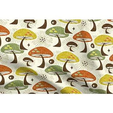 Spoonflower Fabric - Autumn Mushrooms Printed on Petal Signature Cotton Fabric by The Yard - Sewing Quilting Apparel Crafts Decor