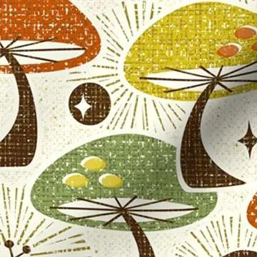 Spoonflower Fabric - Autumn Mushrooms Printed on Petal Signature Cotton Fabric by The Yard - Sewing Quilting Apparel Crafts Decor