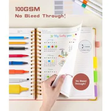 Leather Hardcover Spiral Notebook with Dividers - 300 Pages